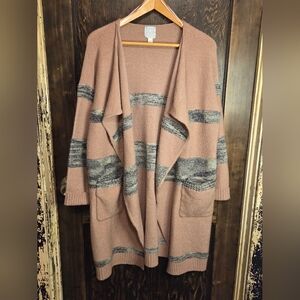 Sunday Pale Pink and Gray Striped Cardigan